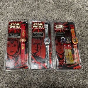 Star Wars Episode I Watch Set lot of 3 vintage sealed